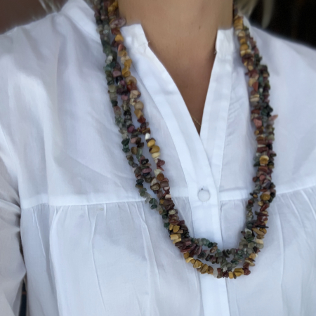 Lucky - halskæde Karneol natursten - 70cm fra LÉ MOSCH, skøn og dekorativ halskæde med grønne sten, 