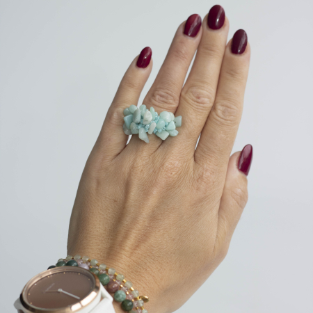 Lucky ring i Amazonit natursten fra le mosch