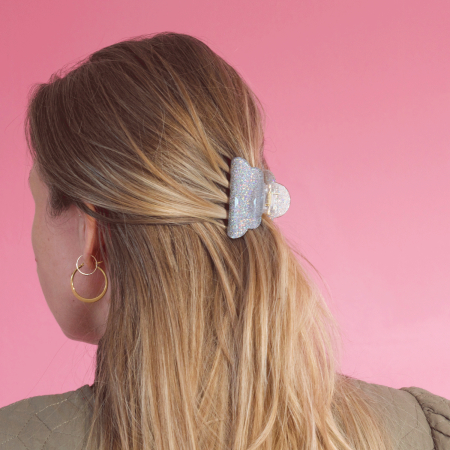 Mini Heaven hårklemme i Glitter hvid