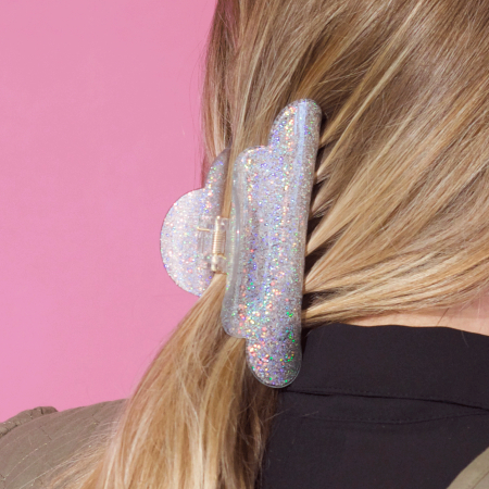 sølv glitter mega heaven hårklemme fra le mosch