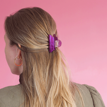 Mini Heaven hårklemme i Glitter Pink