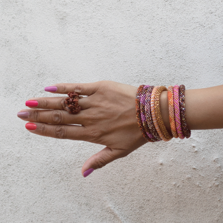 Lucky natursten ring Brun gylden sandsten fra le mosch