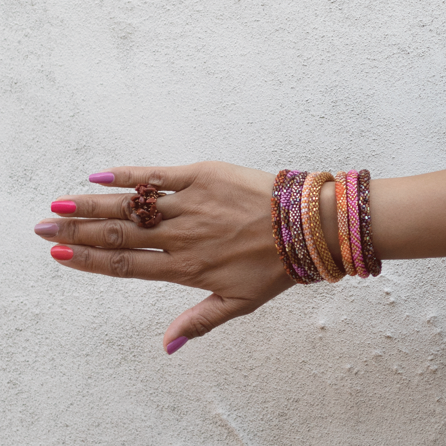 Lucky natursten ring Brun gylden sandsten fra le mosch