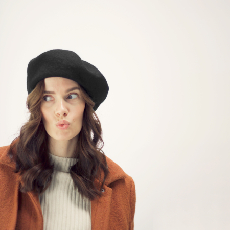 fransk baret i sort uld fra le mosch