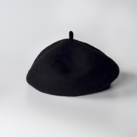 fransk baret i sort uld fra le mosch