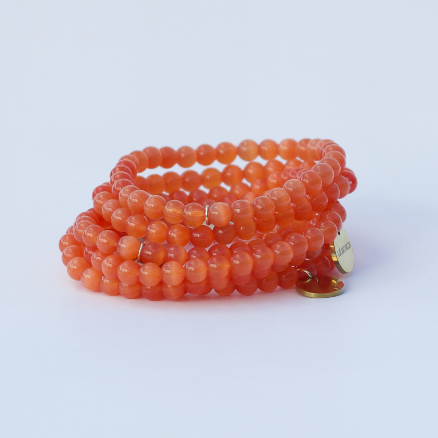 orange tigerøje natursten armbånd fra le mosch