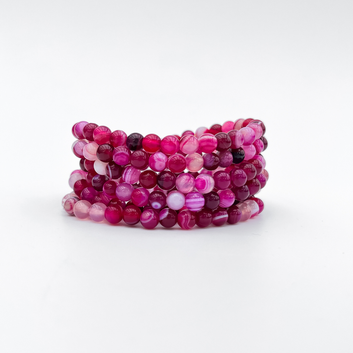 Haniel armbånd Pink agat natursten 6mm