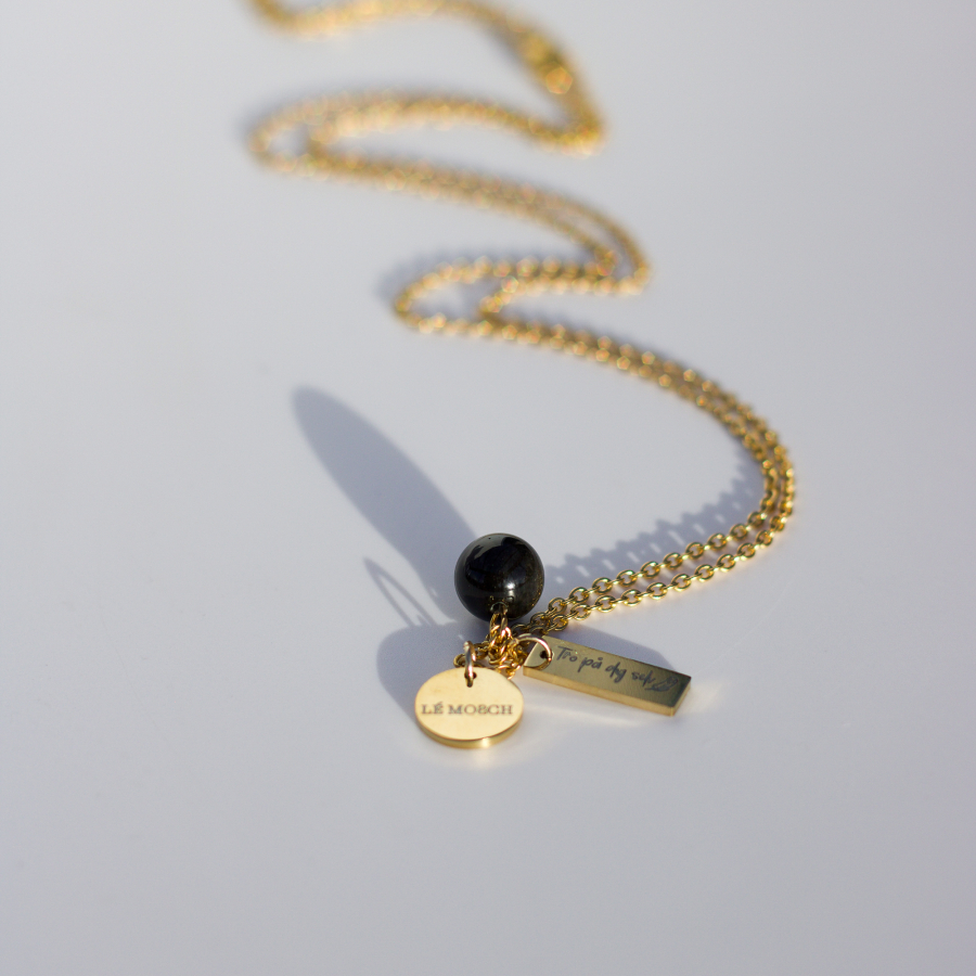 Tro på dig selv halskæde med Gylden Obsedian fra le mosch