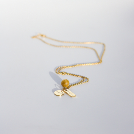 Tro på dig selv halskæde med Gul Katteøje fra le mosch