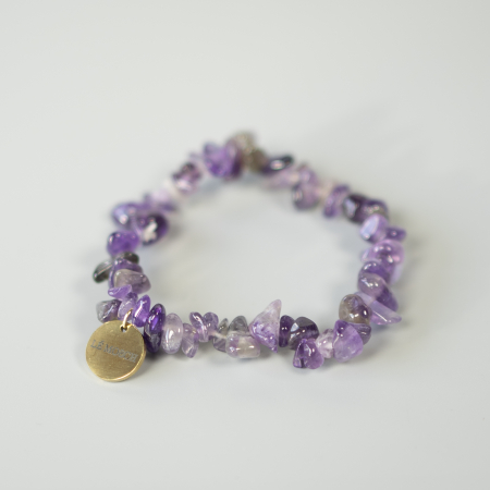 Lucky naturstensarmbånd amethyst chip sten fra le mosch
