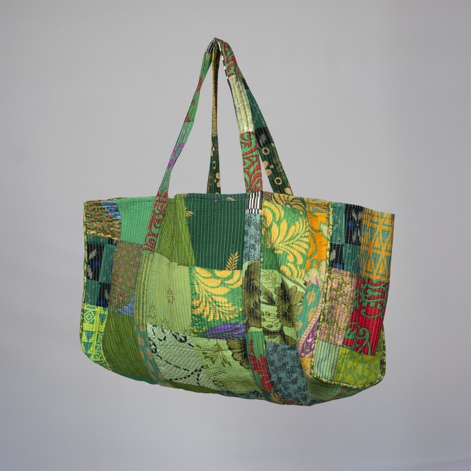 Hailey stor patchwork taske i mix grøn