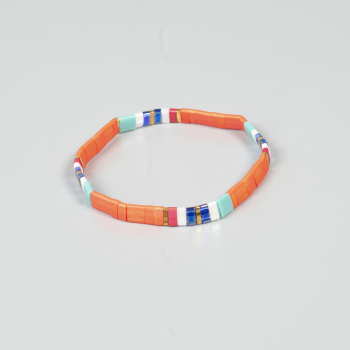 Xia armbånd i orange, blå, hvide og turkis nuancer fra le mosch Xia armbånd i orange, blå, hvide og turkis nuancer fra le mosch