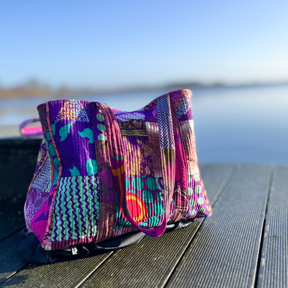 Unika taske i sari patchwork fra le mosch