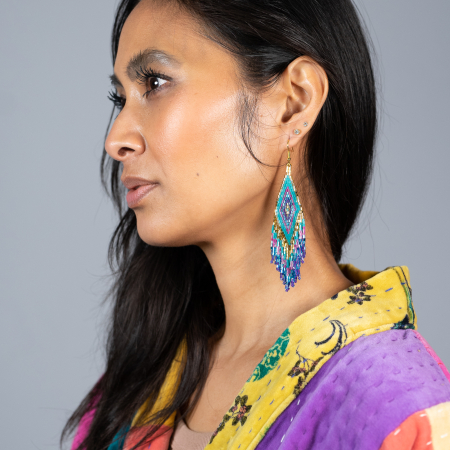 Rio øreringe i turkis og lilla