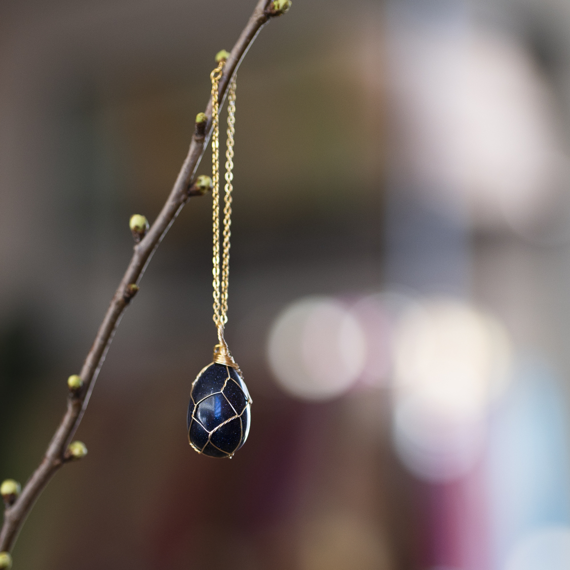 Æg i Blå Sandsten 3x2 cm