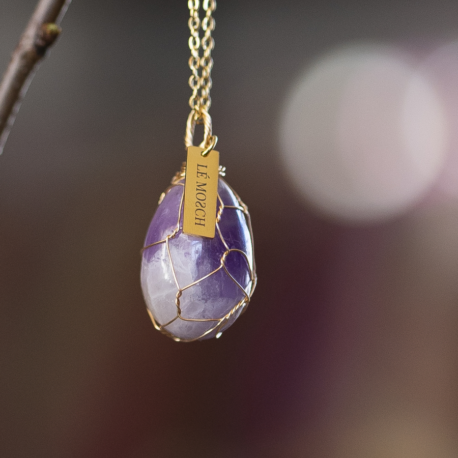 Krystal æg i Ametyst 3x2 cm fra le mosch