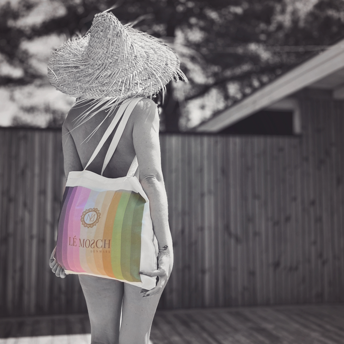 LE MOSCH logo taske i Multi stribet