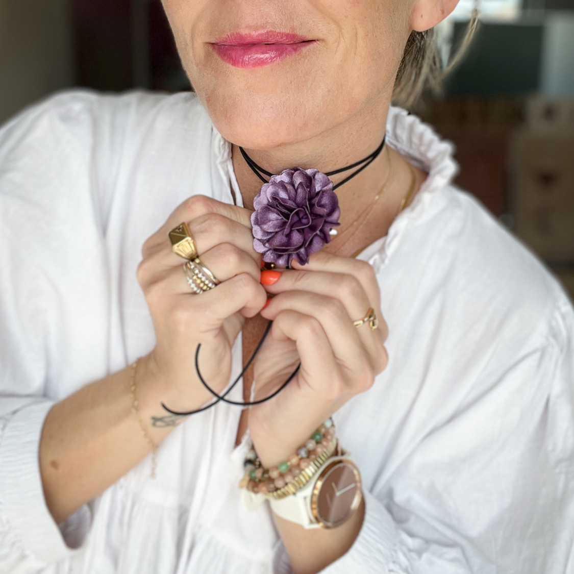 Petit Satin Blomst I Lilla 6,5 cm fra lemosch