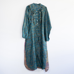 Janta silkemix kaftan kjole med flæse no 78