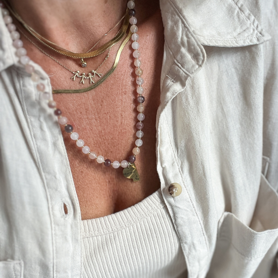 Indie halskæde med Violet Jaspis Natursten