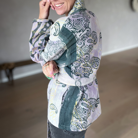 Anina Kantha Quilt Jakke no 14 i lilla