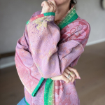 Anina Kantha Quilt Jakke no 03 i lilla og grøn