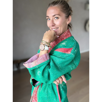 Anina Kantha Quilt Jakke no 03 i lilla og grøn