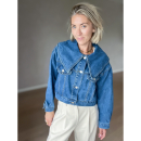 Alba kort denim jakke med krave fra le mosch