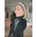 Simi hårbøjle med rhinsten i CHECK LILLA fra le mosch