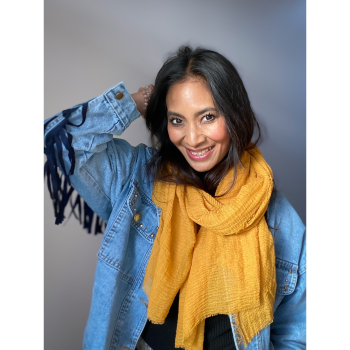 karry gul bomuldstørklæde fra le mosch