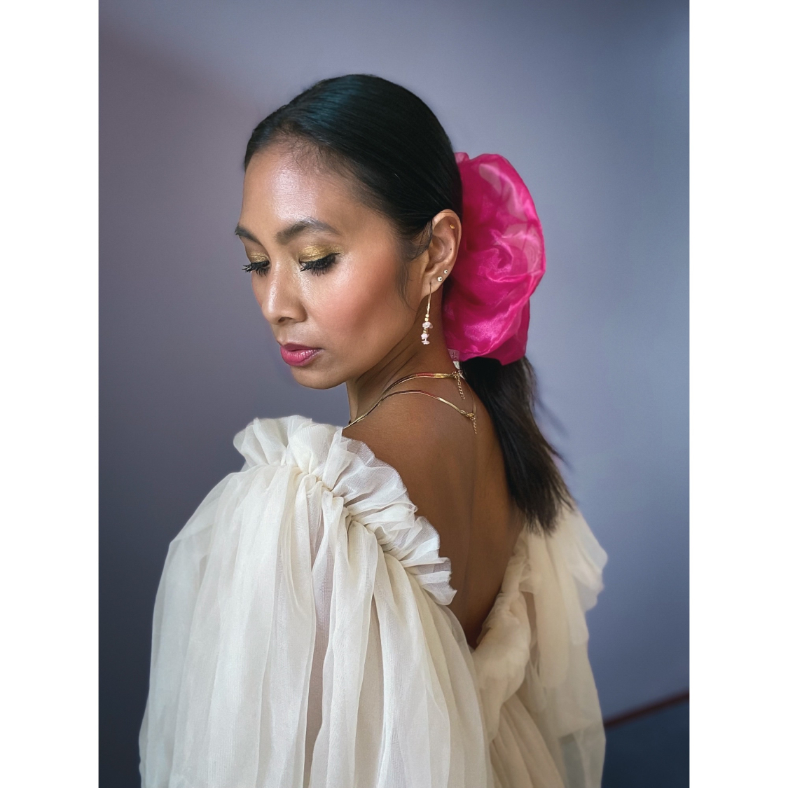 Organza Giga Scrunchie i Fuchsia fra le mosch