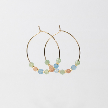Maja Hoops med sten i blå, grøn og pudder fra le mosch Maja Hoops med sten i blå, grøn og pudder fra le mosch