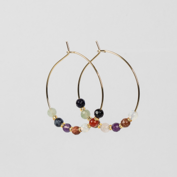 Maja Hoops med sten i mix farver fra le mosch Maja Hoops med sten i mix farver fra le mosch
