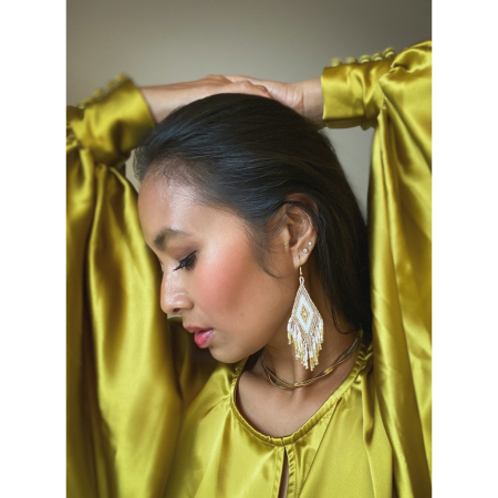 Rio øreringe i hvid og pudder fra le mosch