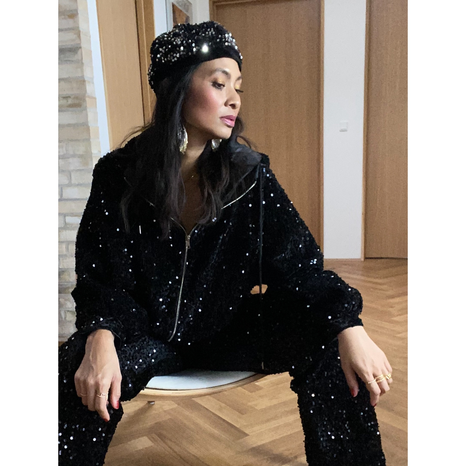 Bex paillet jakke - sort fra le mosch