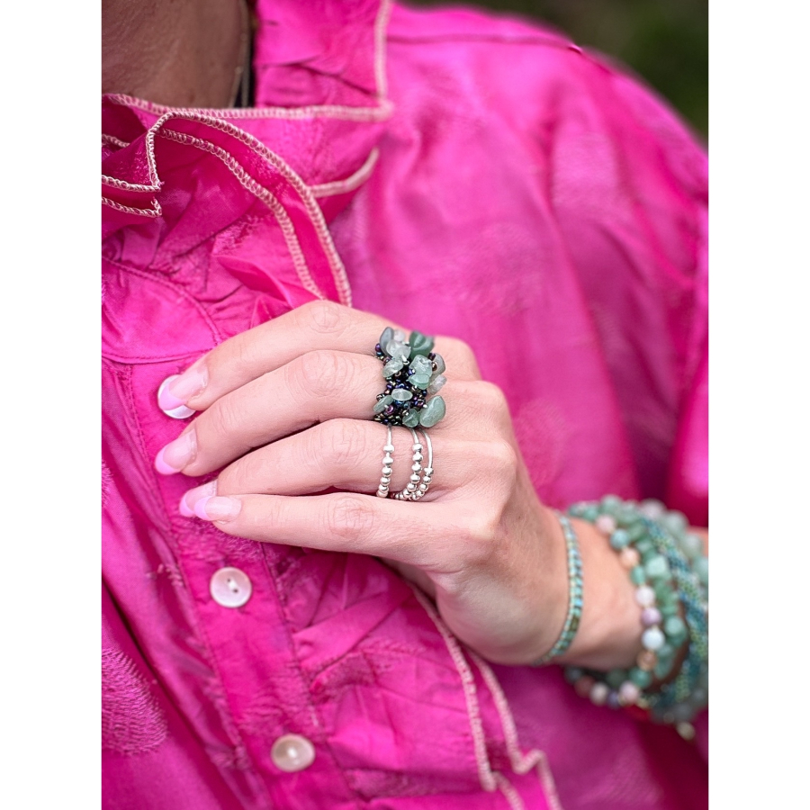 Lucky ring Grøn aventurin natursten fra le mosch