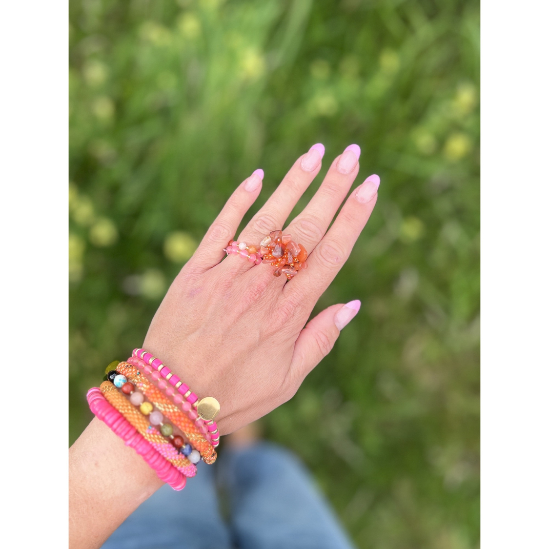 Lucky - ring rød karneol natursten fra le mosch