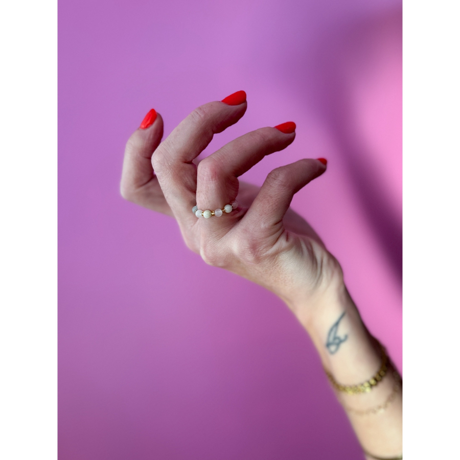 Ariel ring - Morganit og Glasperler fra le mosch