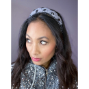 Mosaik hårbøjle med similisten og perler i sort fra le mosch