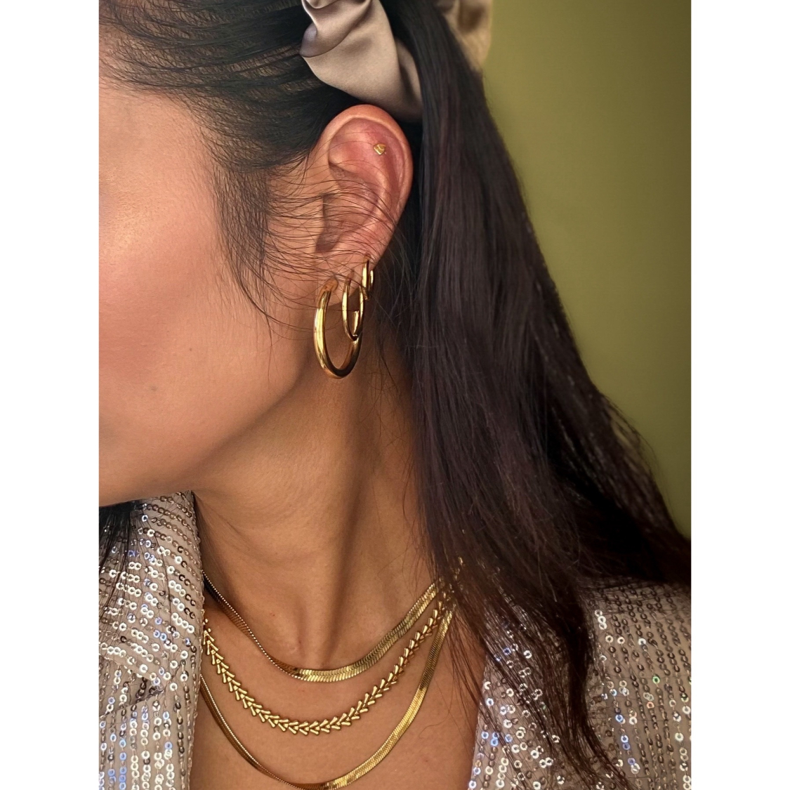 Roxy hoops I forgyldt - 25 mm fra le mosch