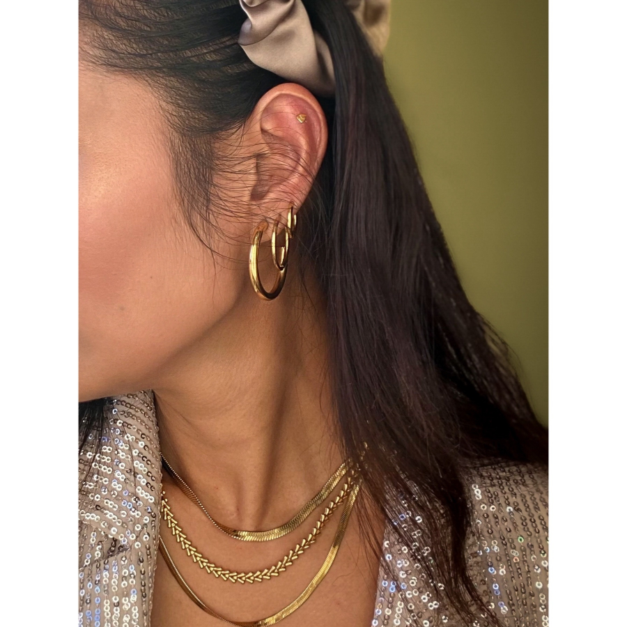 Roxy hoops I forgyldt - 25 mm fra le mosch