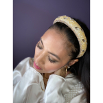 Mosaik hårbøjle med similisten og perler - gylden fra le mosch