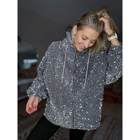 Bex paillet jakke - grå fra le mosch