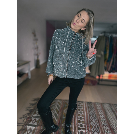 Bex paillet jakke - grå fra le mosch