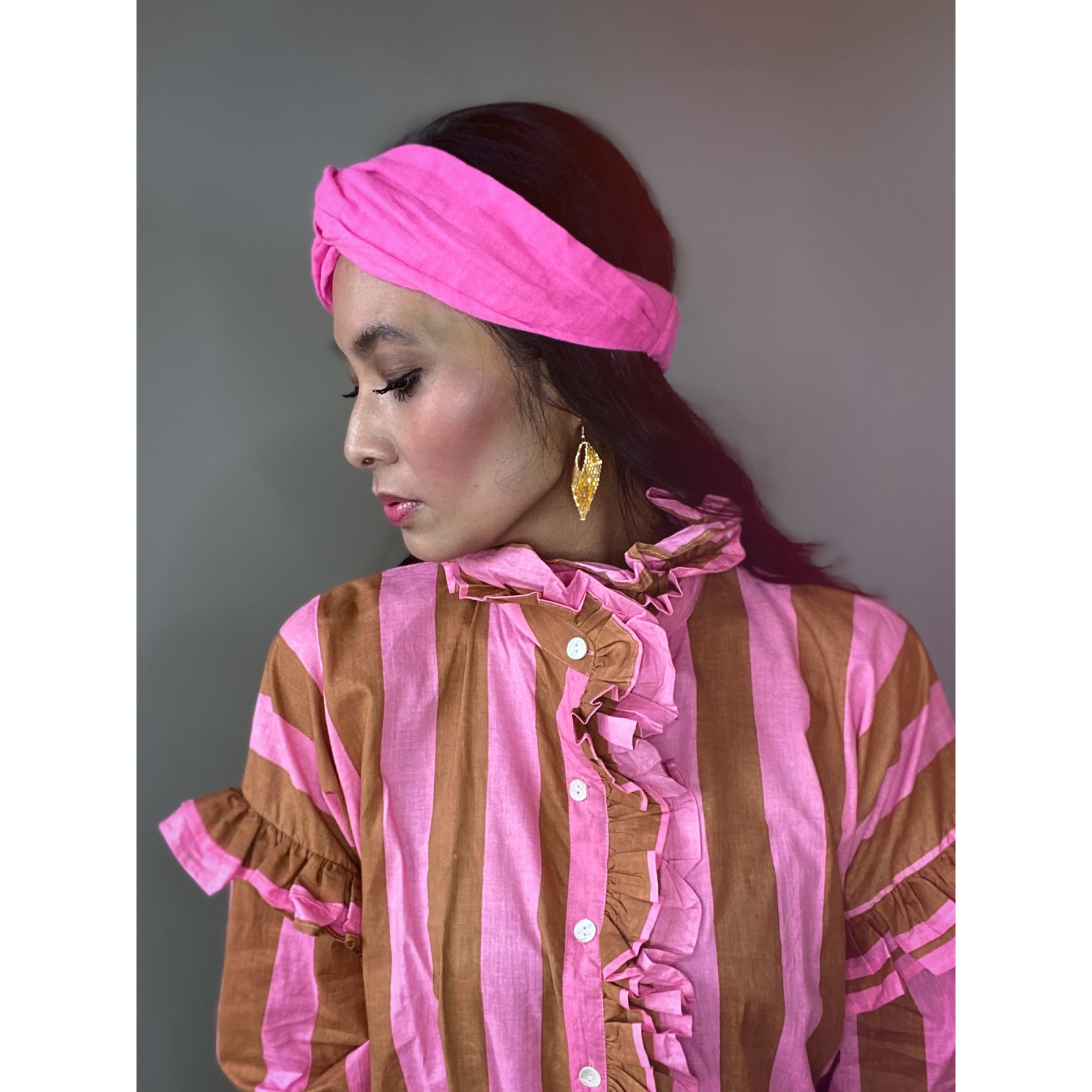 Loreen hårbånd i bomuld  i Lipstick Pink fra le mosch
