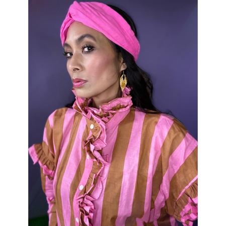 Loreen hårbånd i bomuld  i Lipstick Pink fra le mosch