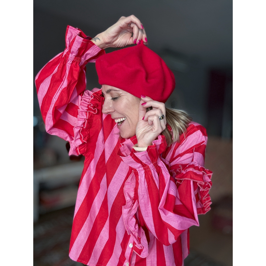 Lucca skjorte i Rød Pink Strib fra le mosch
