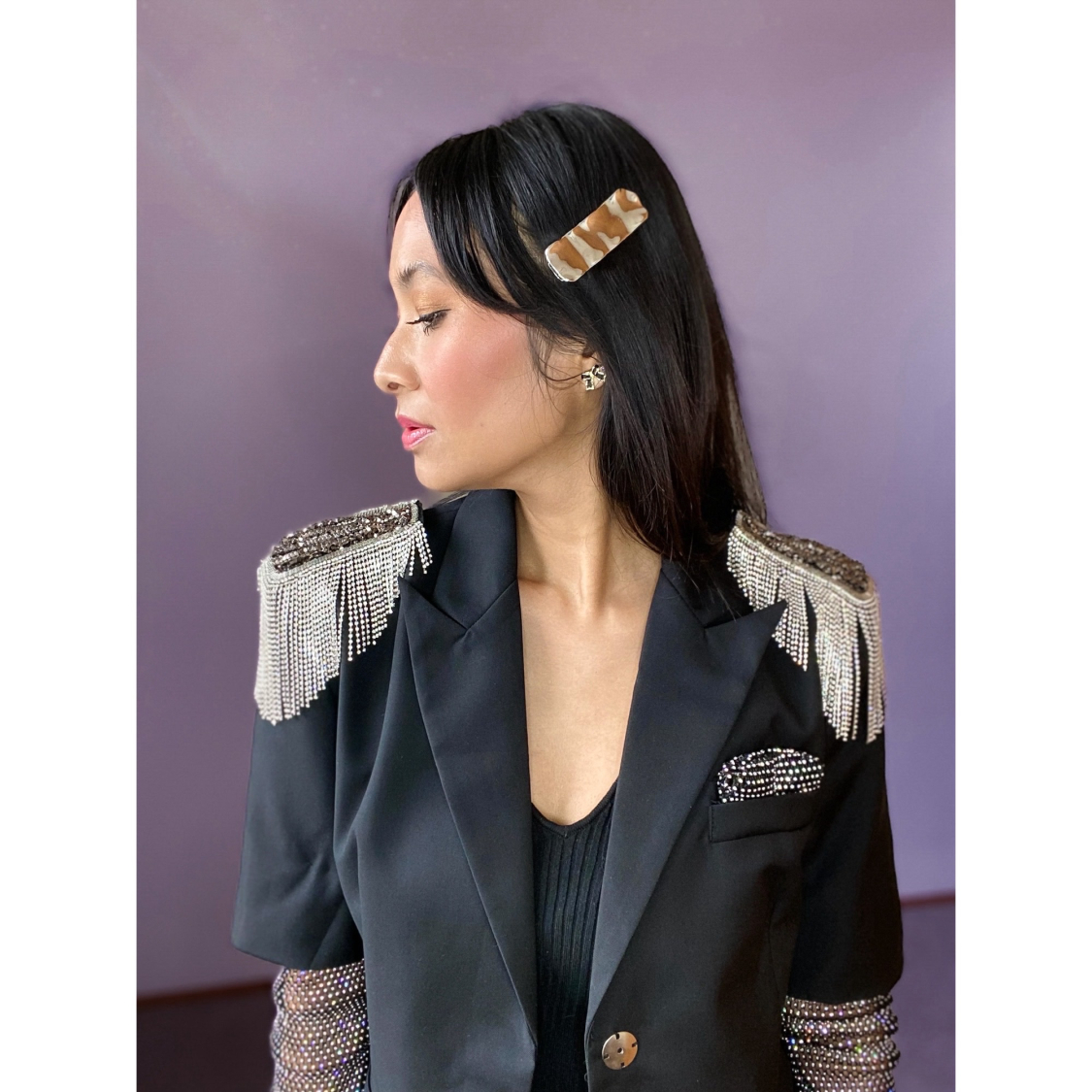 Epaulet skulderdekorationmed rhinsten frynser - Captain fra le mosch