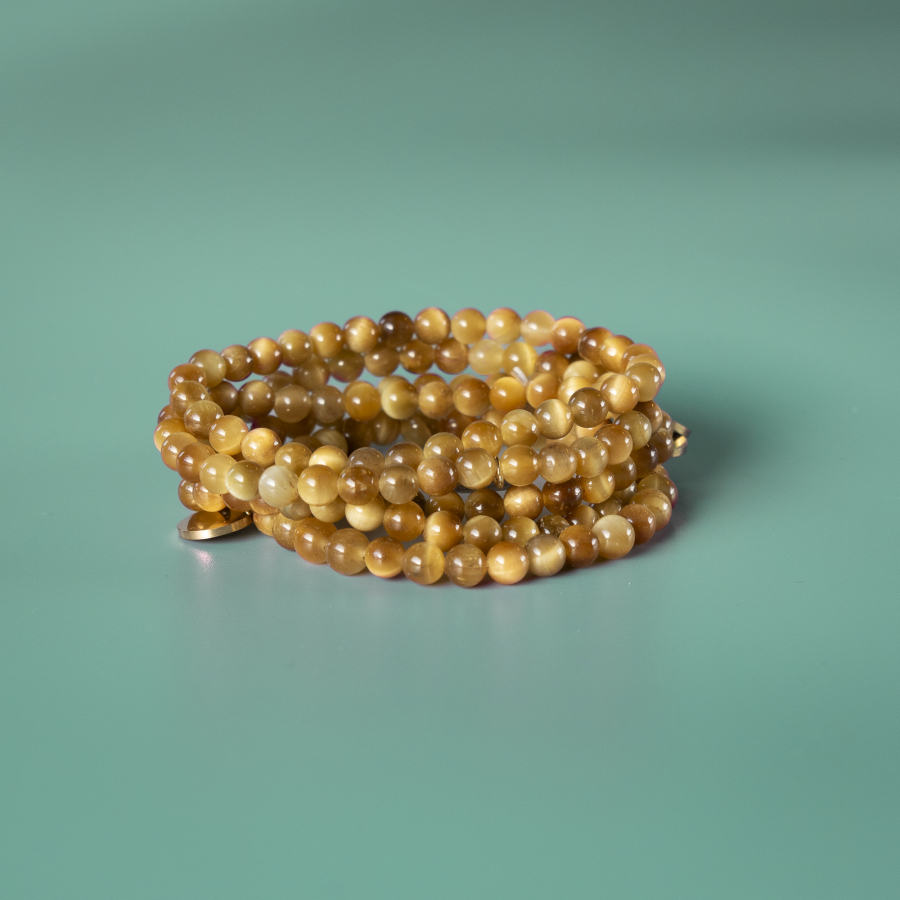 Haniel armbånd i Gul tigerøje natursten 6mm fra le mosch