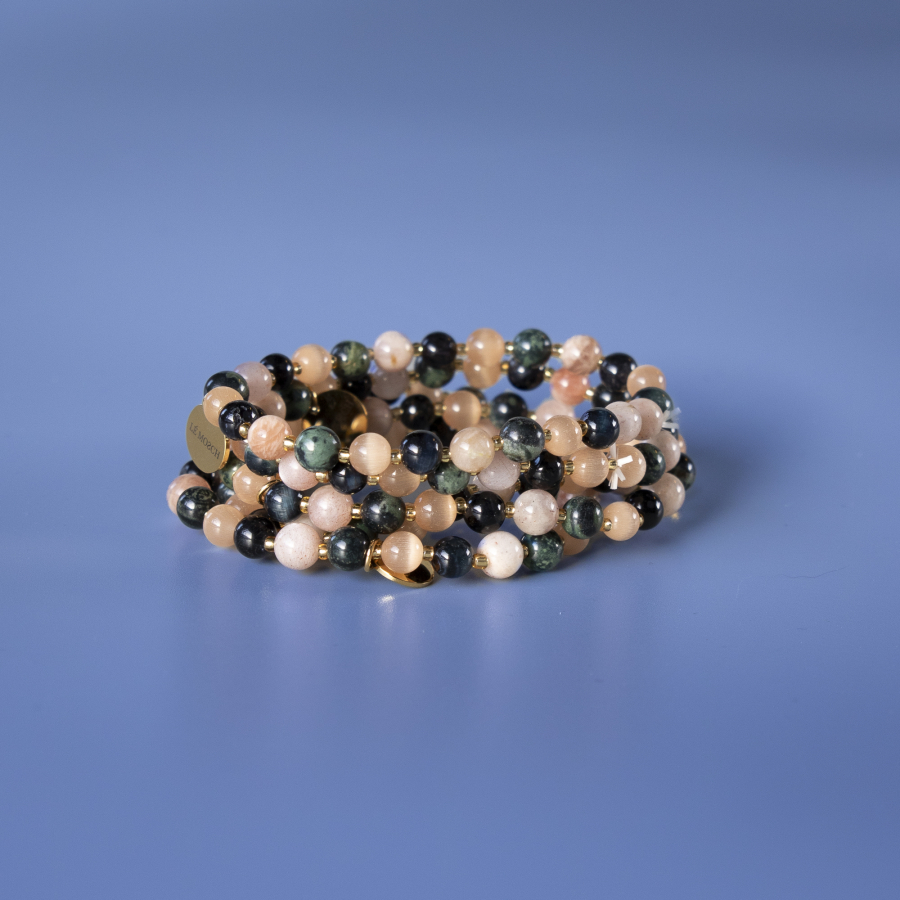 Uriel armbånd i Mørke og Lyse Natursten fra le mosch